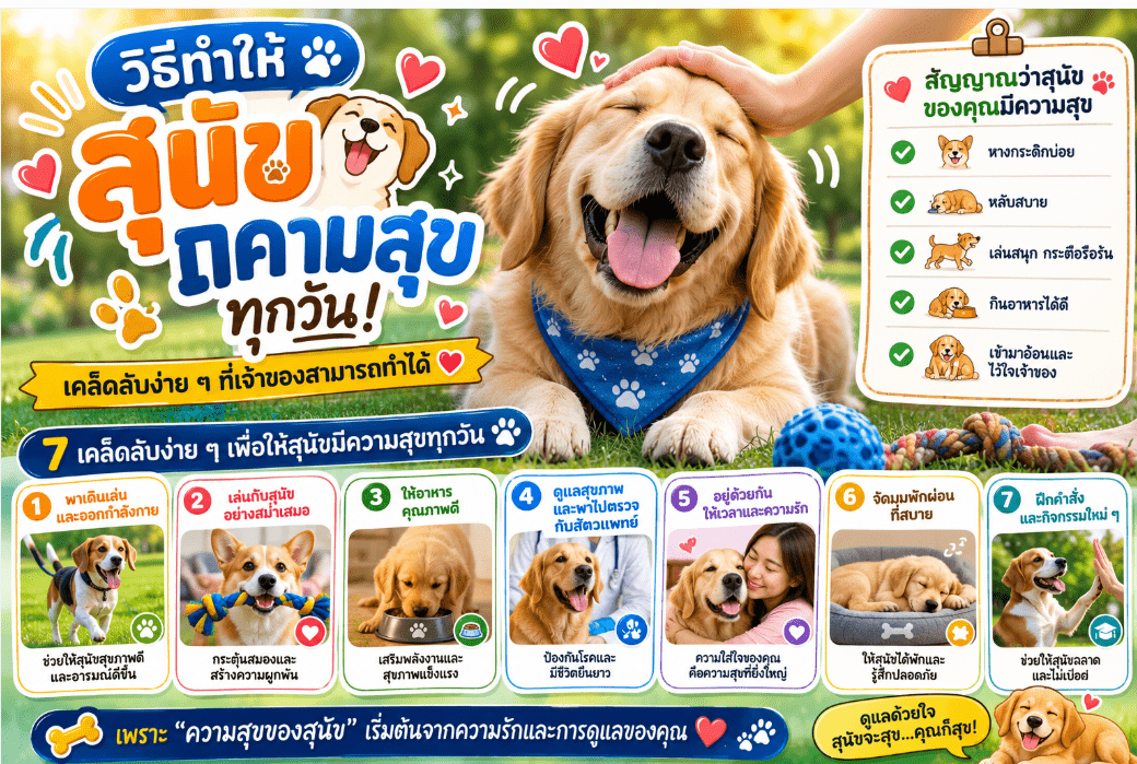 วิธีทำให้สุนัขมีความสุขทุกวัน เคล็ดลับง่าย ๆ ที่เจ้าของสามารถทำได้