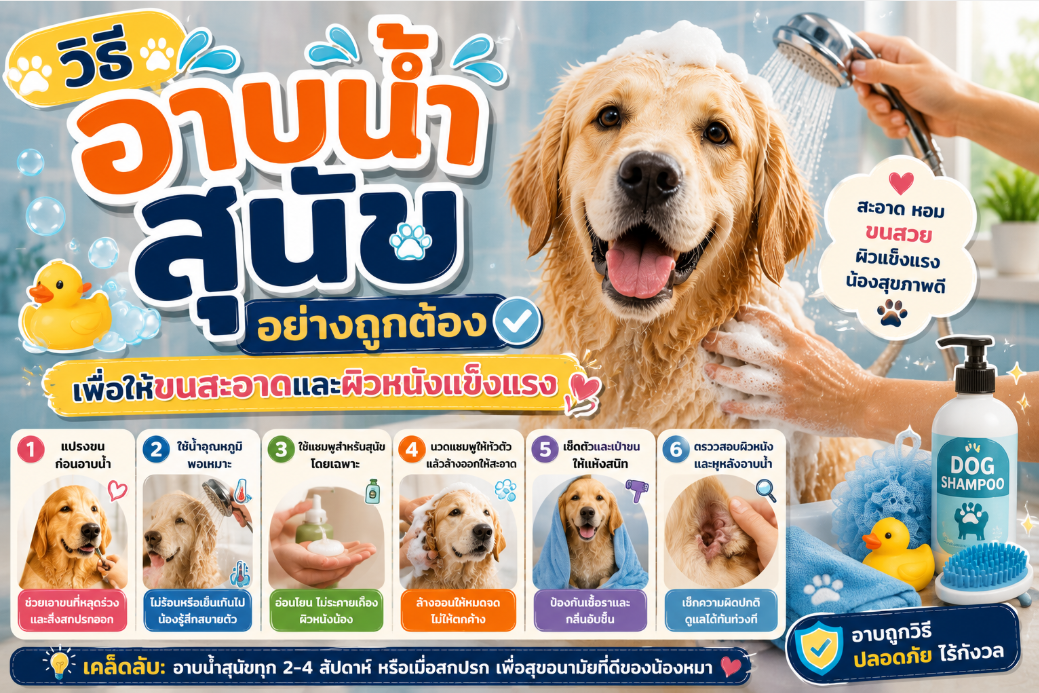 วิธีอาบน้ำสุนัขอย่างถูกต้อง เพื่อให้ขนสะอาดและผิวหนังแข็งแรง